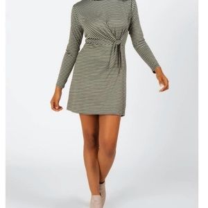 NWT green and white striped long sleeve dress Xmas